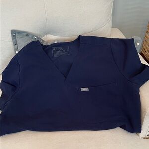 Figs Deep Blue Scrub Top L